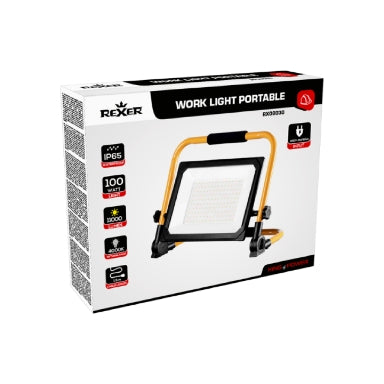 Rexer RX08030 Portable LED Work Light – 100W, 4000K, 11000lm, IP65