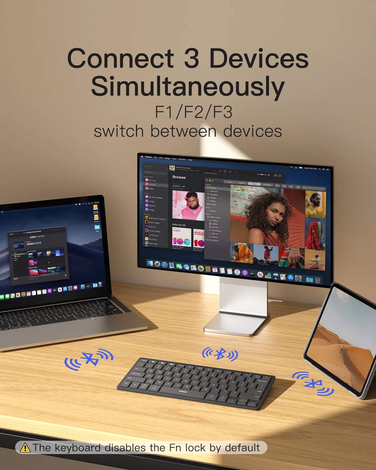 Inateck KB01003 Λεπτό Πληκτρολόγιο Bluetooth 5.3 – 3 Συσκευές, Μπαταρία 18 Μηνών