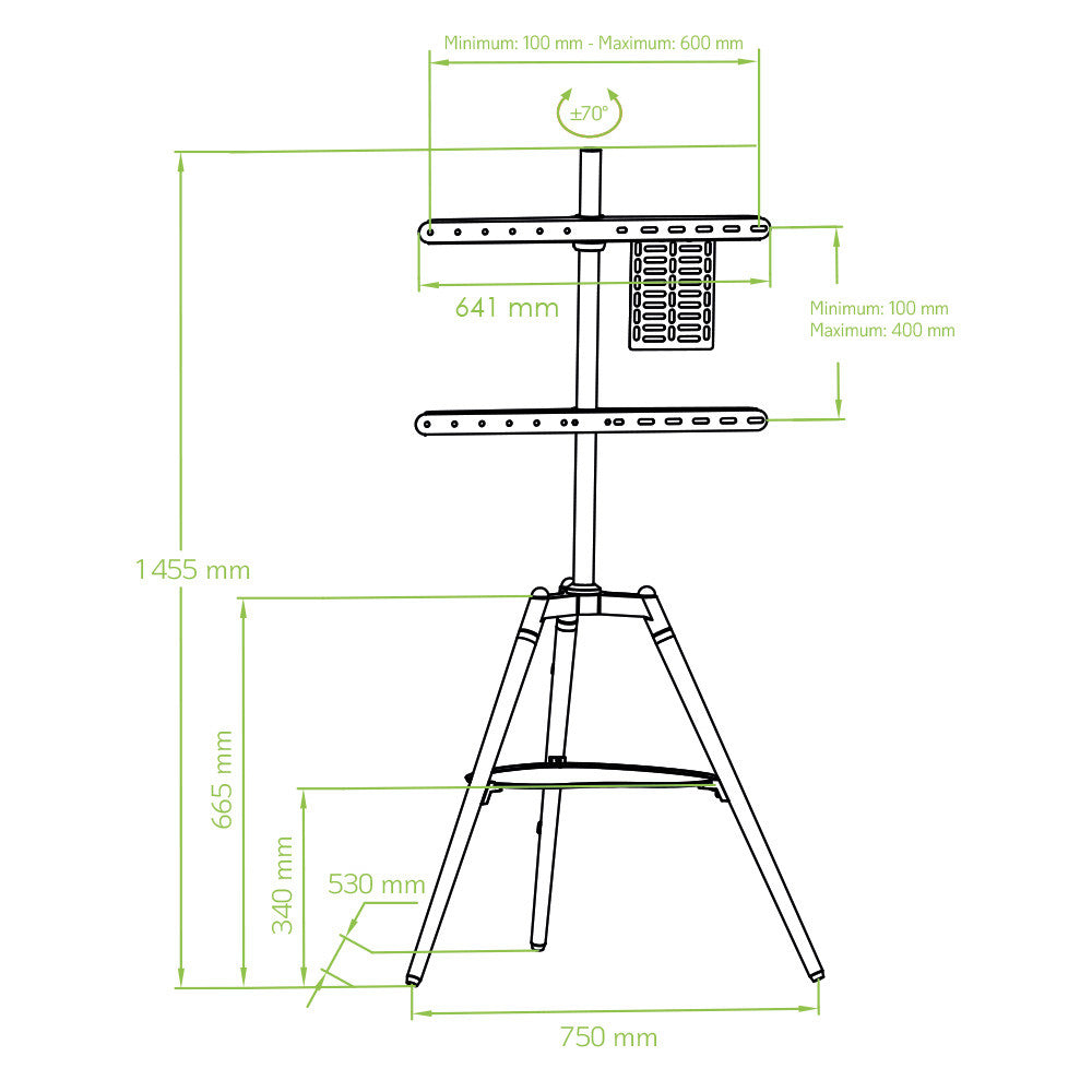 Techly ICA-TR58 Wooden Base Floor Stand for LCD/LED/Plasma TV 32-70" - view 9