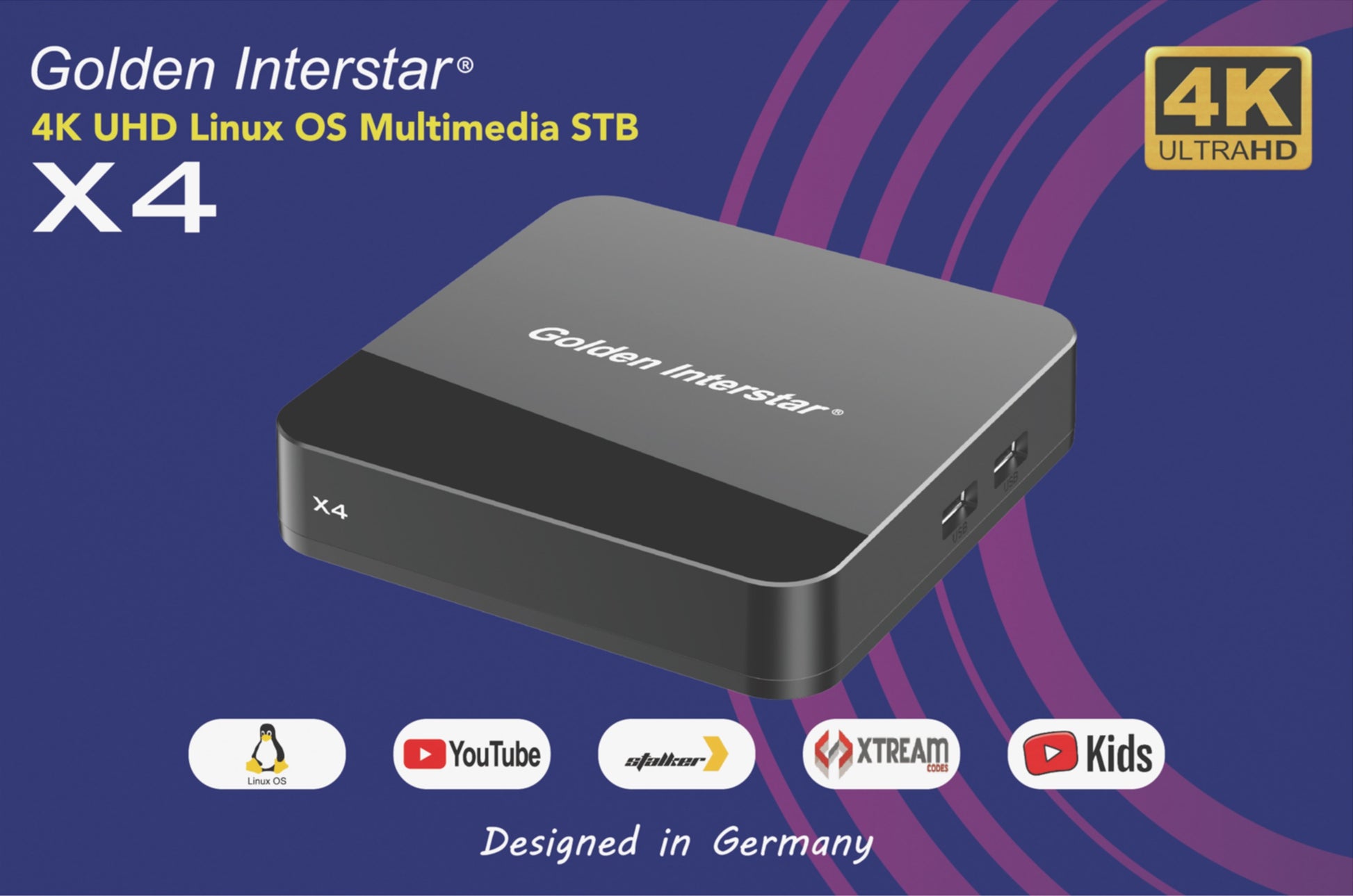 Golden Interstar X4 – 4K IPTV Box Linux, H.265, 1GB/8GB, Dual-Band Wi-Fi