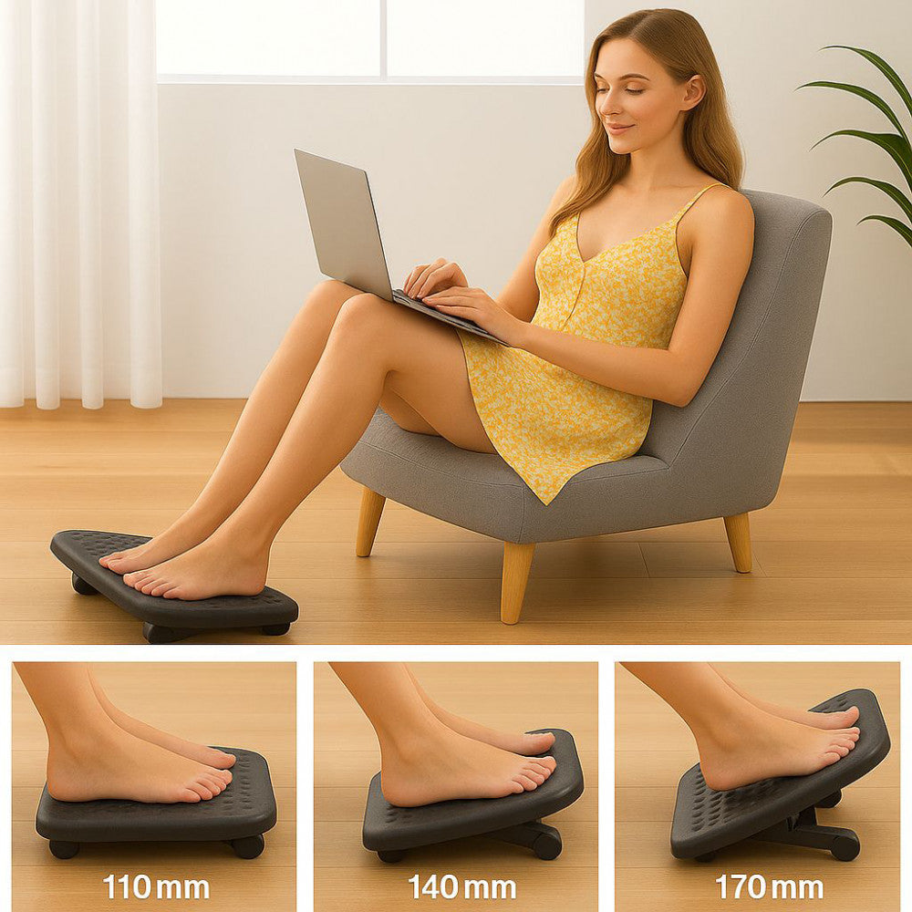 Techly ICA-FR 31 Ergonomic Footrest – Adjustable Height 110/140/170mm, Non-Slip