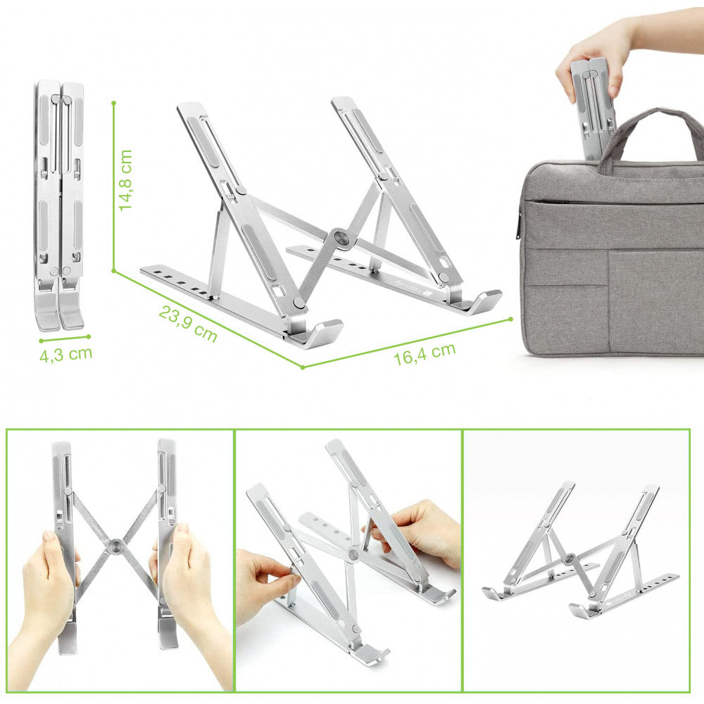 Techly ICA-TBL 134TY Πτυσσόμενη Βάση Αλουμινίου Laptop – 10"–16", 6 Γωνίες