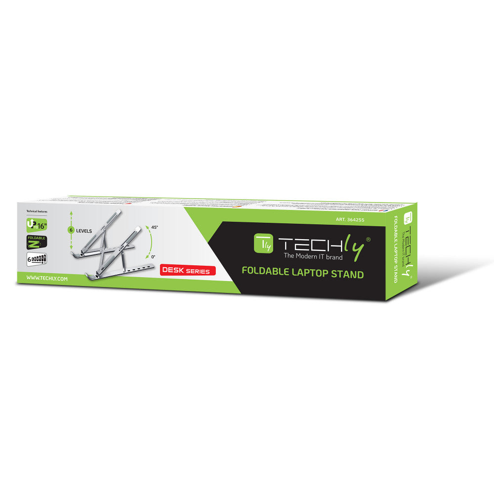 Techly ICA-TBL 134TY Πτυσσόμενη Βάση Αλουμινίου Laptop – 10"–16", 6 Γωνίες