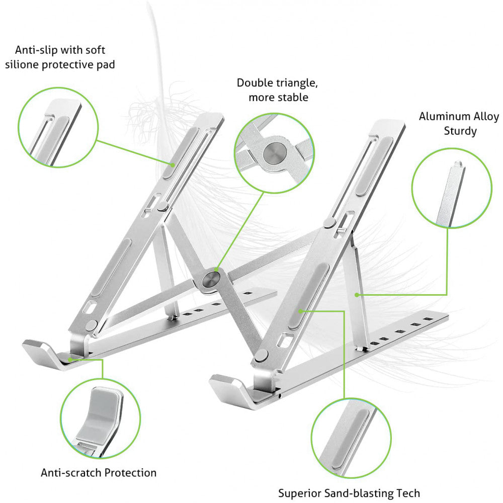 Techly ICA-TBL 134TY Πτυσσόμενη Βάση Αλουμινίου Laptop – 10"–16", 6 Γωνίες