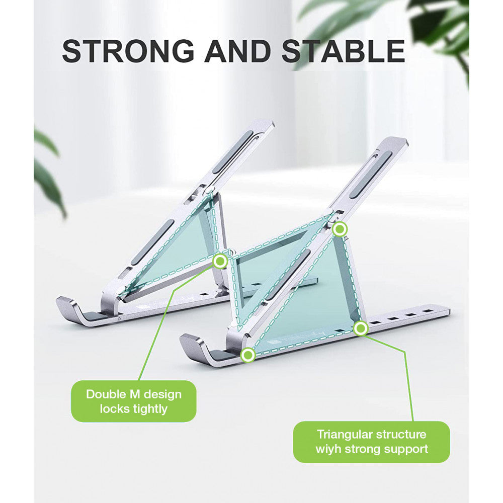 Techly ICA-TBL 134TY Πτυσσόμενη Βάση Αλουμινίου Laptop – 10"–16", 6 Γωνίες