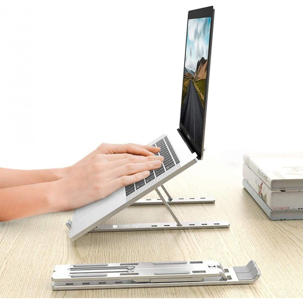 Techly ICA-TBL 134TY Πτυσσόμενη Βάση Αλουμινίου Laptop – 10"–16", 6 Γωνίες