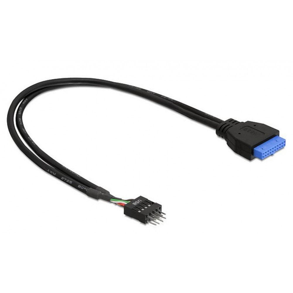 Delock ICOC USBH-308P - Εσωτερικό Καλώδιο USB3.2 19 Ακίδων Θηλυκό/USB2.0 8 Ακίδων Αρσενικό 30εκ