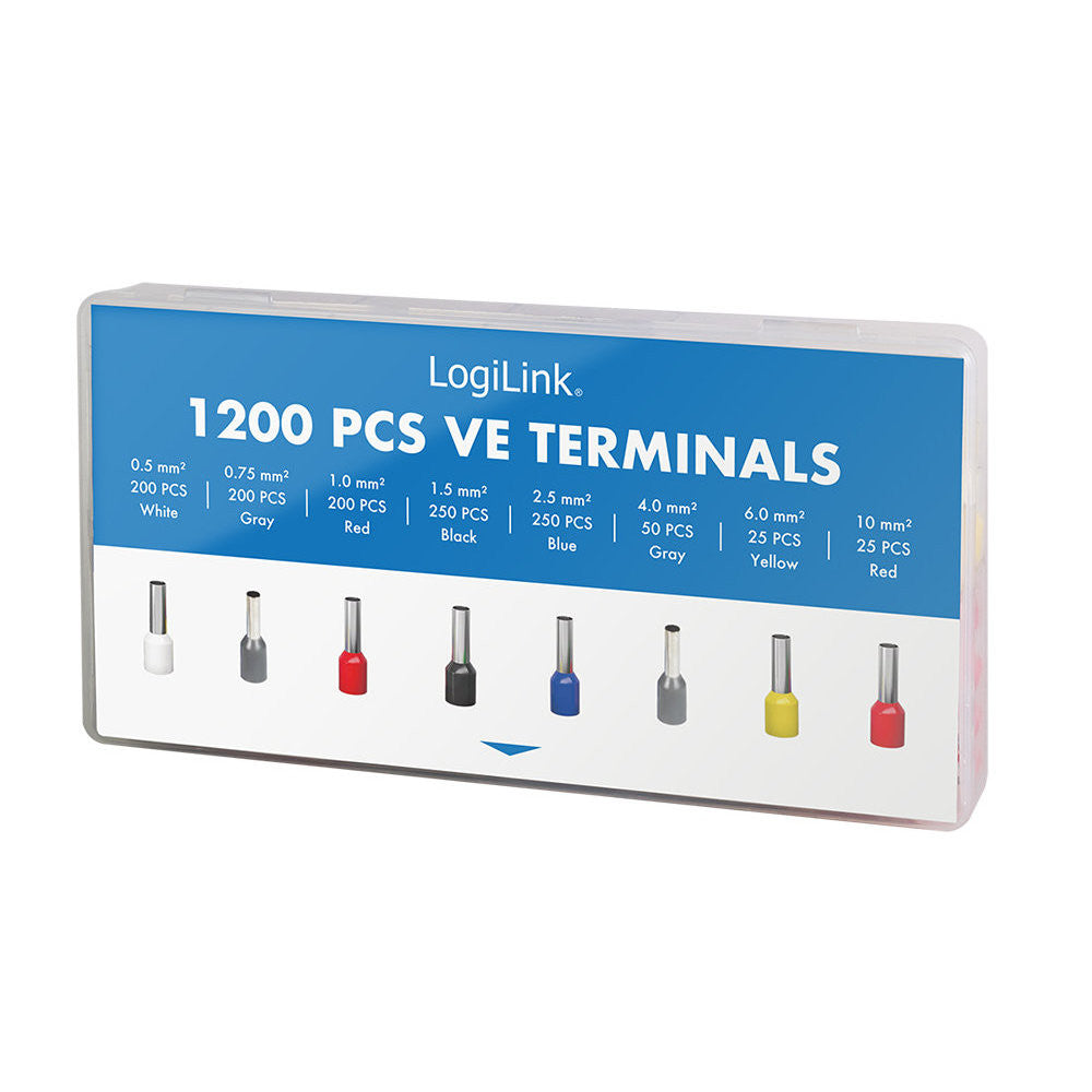 LogiLink IPW-MC-KIT1200 σετ μονωμένων ακροδεκτών 1200 τεμαχίων χρωματικά κωδικοποιημένο σε θήκη — Cables & Connectors