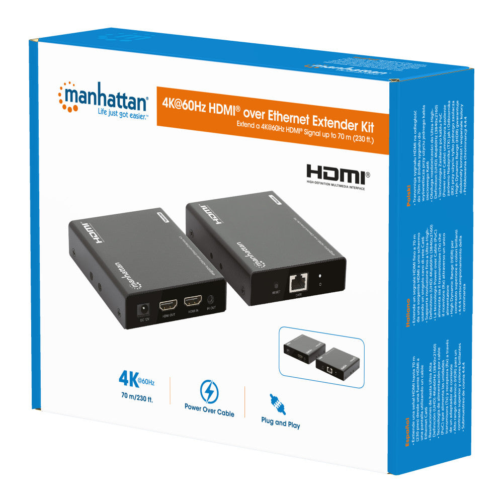 Manhattan IDATA EXT-E704K60 HDMI Extender 4K@60Hz over Cat.6 — Manhattan