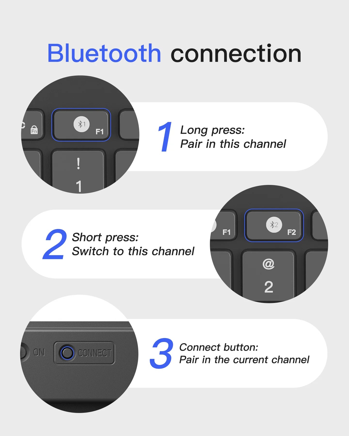 Inateck KB01003 Λεπτό Πληκτρολόγιο Bluetooth 5.3 – 3 Συσκευές, Μπαταρία 18 Μηνών