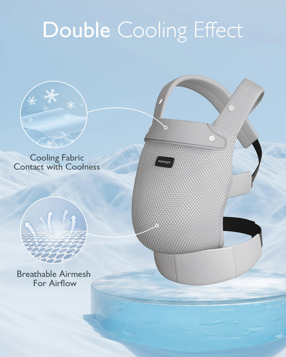 Momcozy PureHug Air Mesh Μάρσιπος Μωρού Γκρι – Εργονομικός, 3–20kg & Πλένεται στο Πλυντήριο