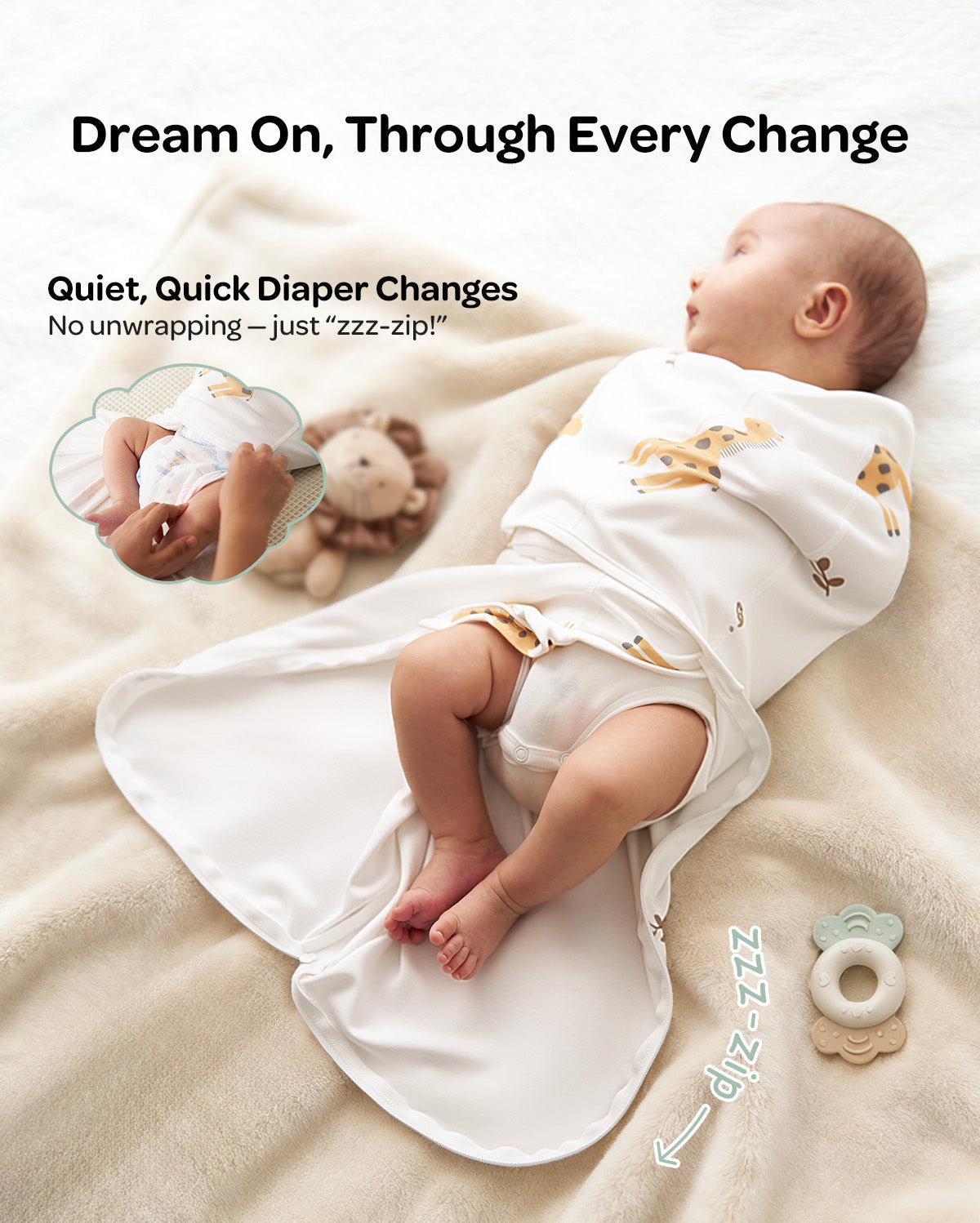 Momcozy Easy Swaddle Wrap 0-3M — bamboo newborn swaddle