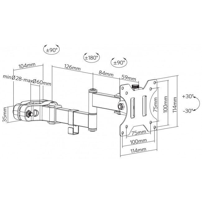 Techly ICA-LCD 110BK Pole Mount Bracket for TV 17-32" Black - view 3