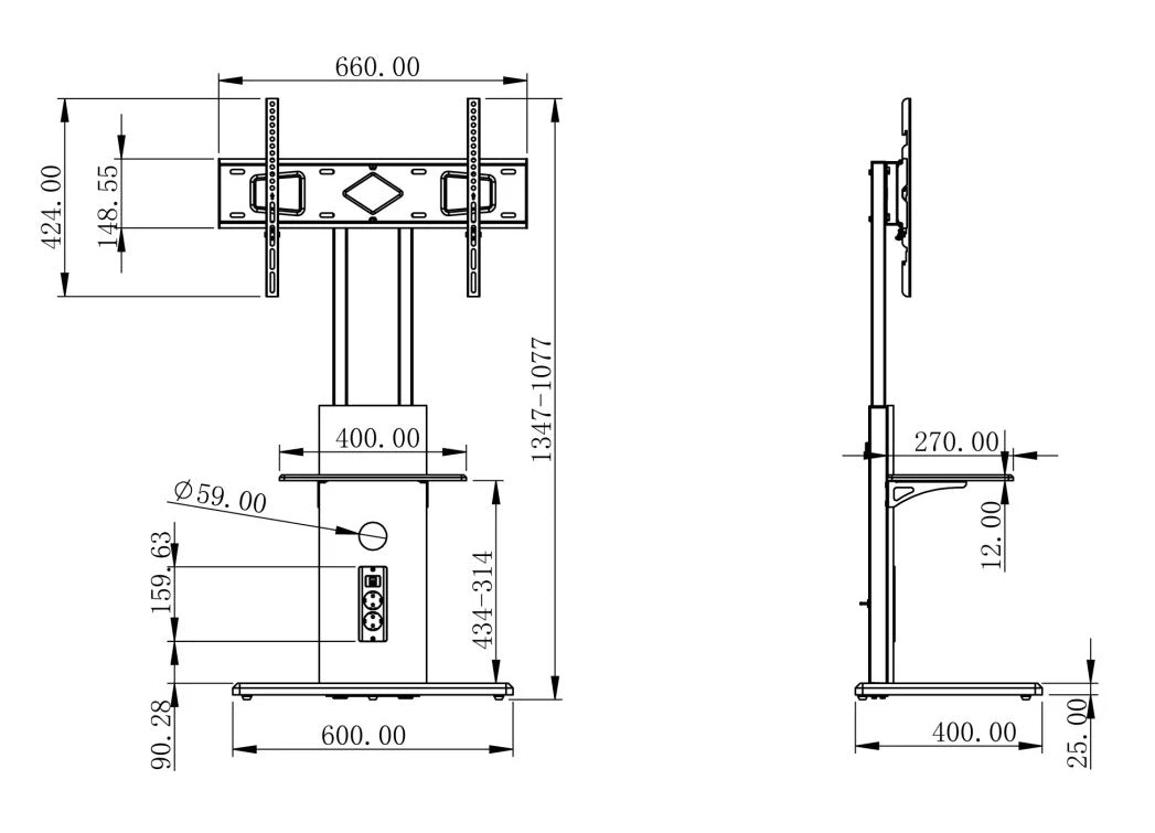 Techly ICA-TR57PDU Floor Stand for 32-70" TV with Power Sockets - view 2