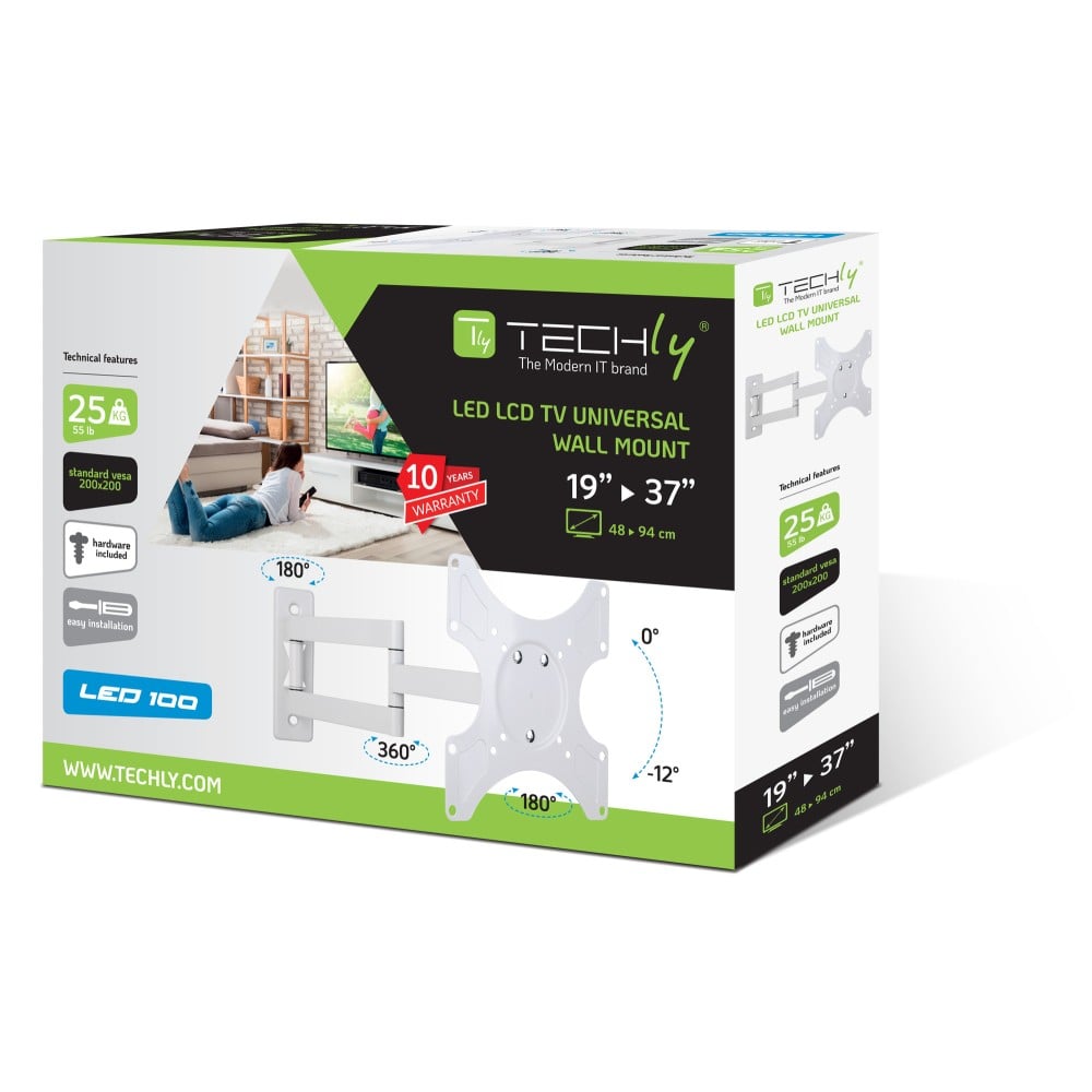 Techly ICA-LCD 2903WH Tilting TV Wall Mount 19-37" White - view 3