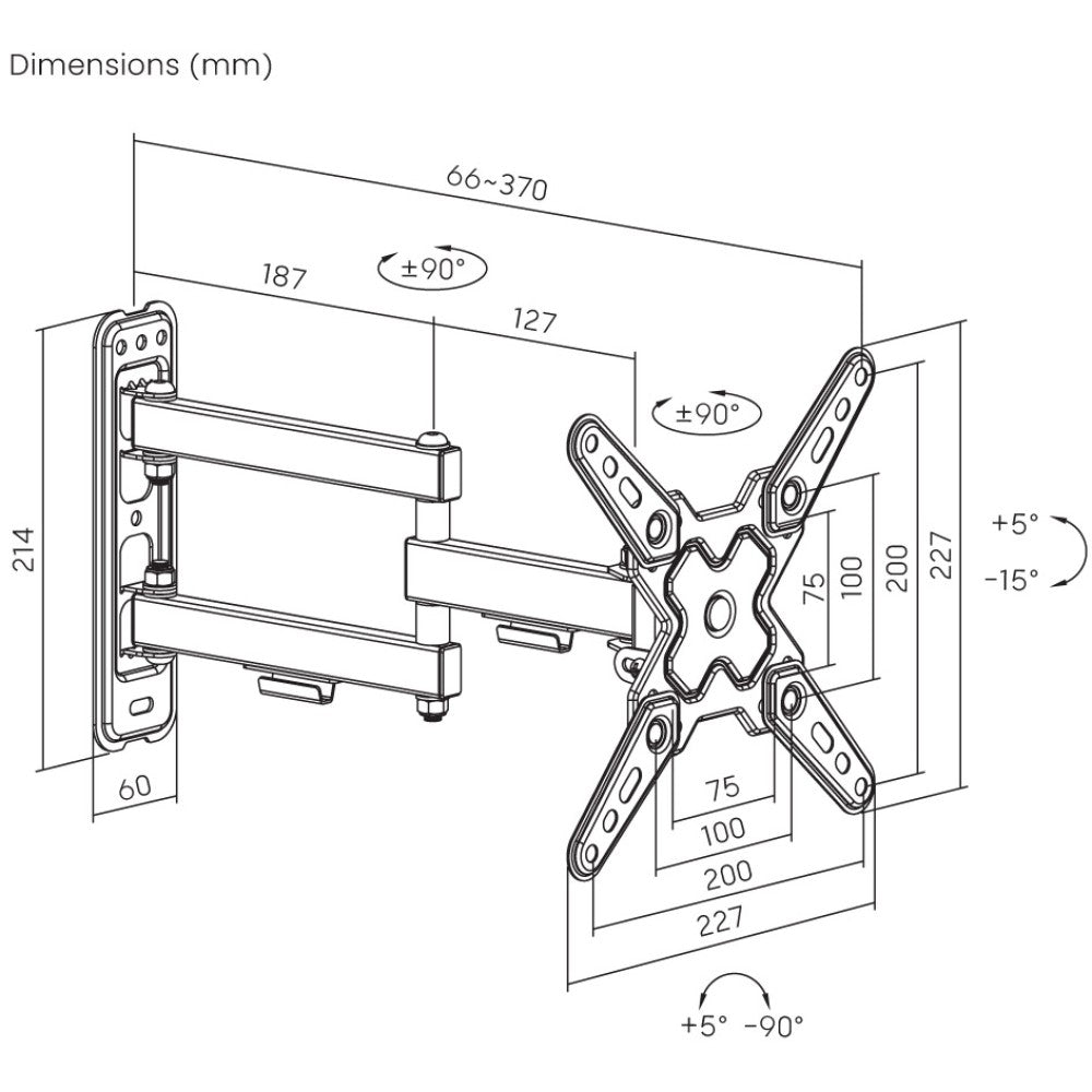Techly ICA-LCD 423 TV Wall Mount 13''–43'' – VESA 200×200, 20kg & Full-Motion