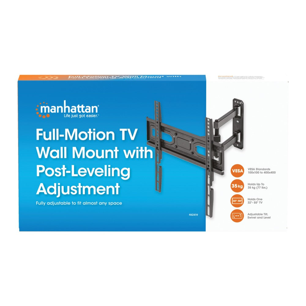 Manhattan ICA-PLB 320M2 Full-Motion TV Wall Mount 32''–55'' – 35kg, VESA 400×400 & ±90° Swivel