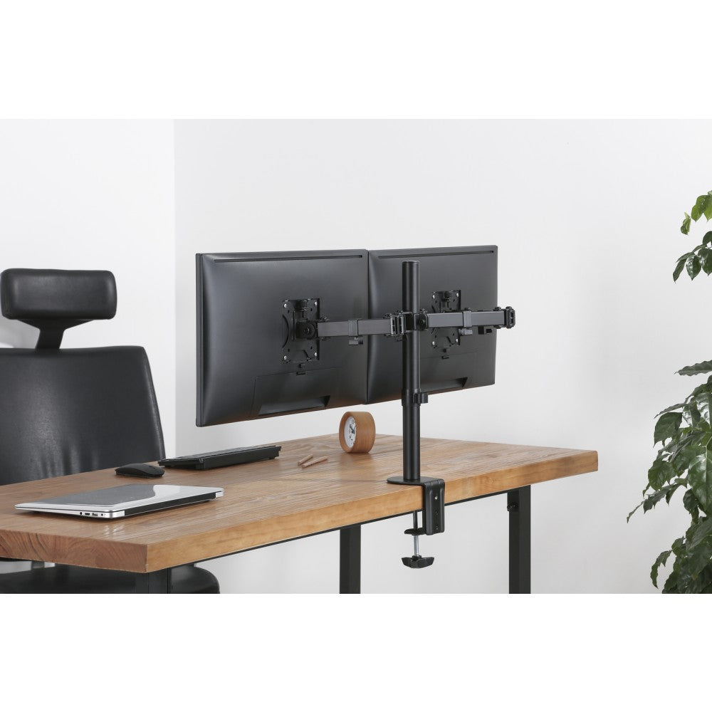 Techly ICA-LCD 582-D Dual Monitor Desk Stand 13''–32'' – 2×8kg, 360° & VESA 100×100