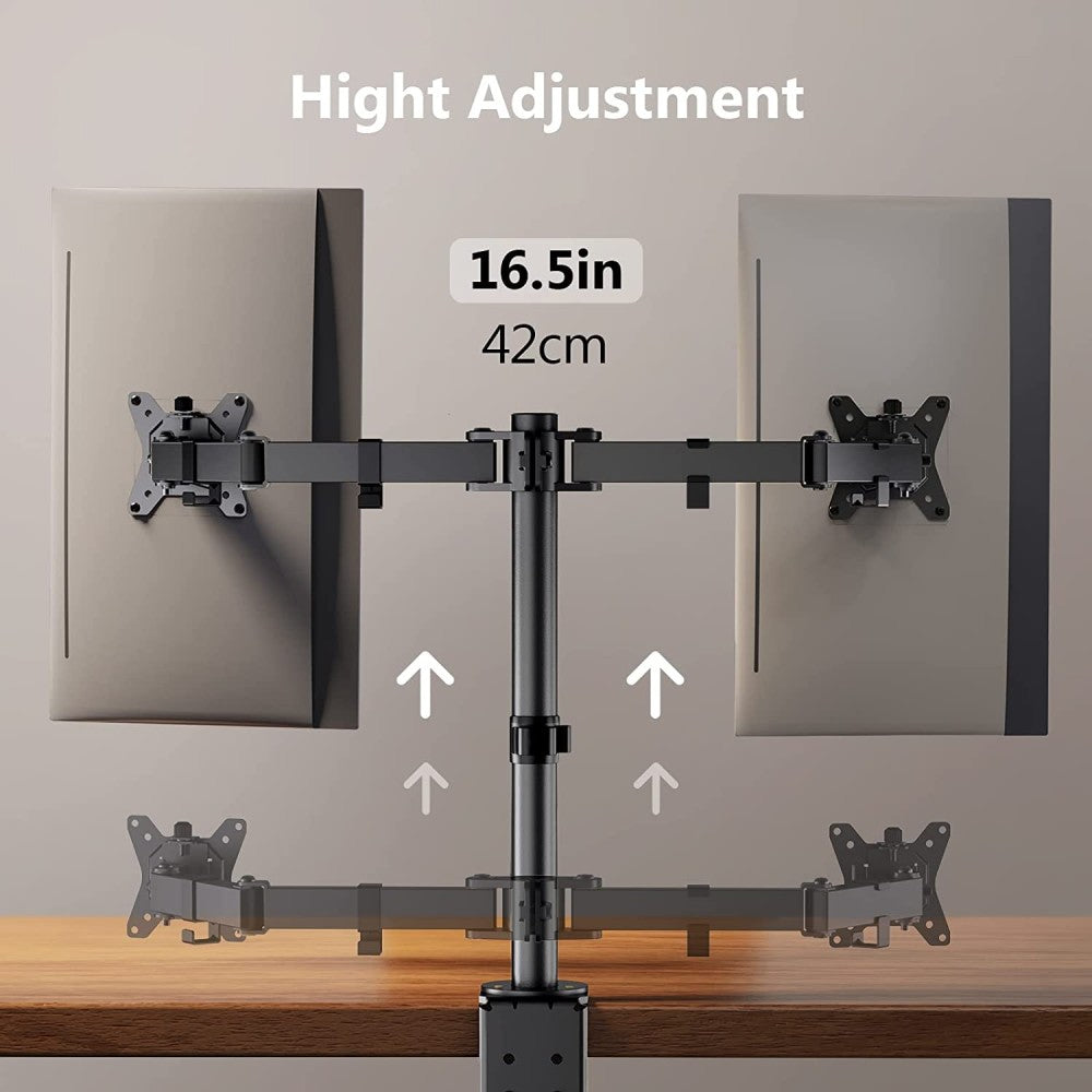 Techly ICA-LCD 582-D Dual Monitor Desk Stand 13''–32'' – 2×8kg, 360° & VESA 100×100