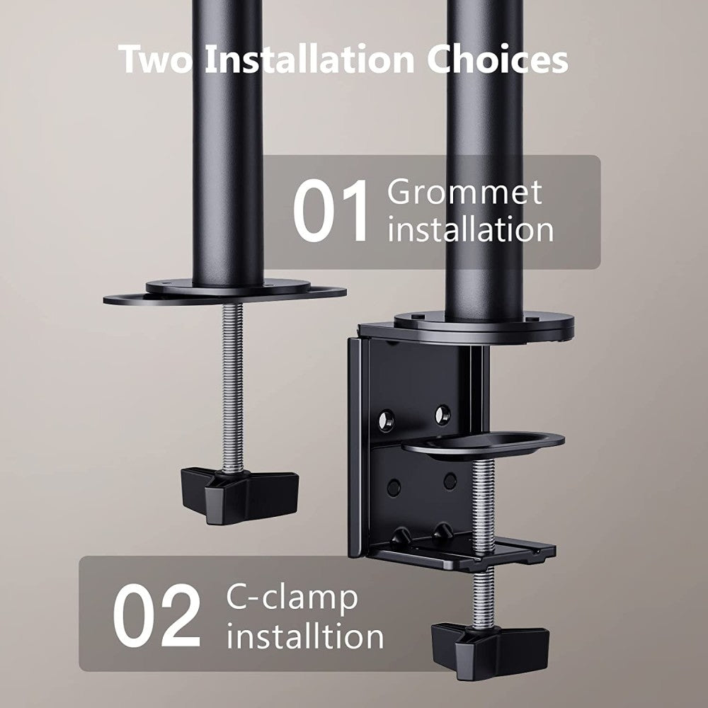 Techly ICA-LCD 582-D Dual Monitor Desk Stand 13''–32'' – 2×8kg, 360° & VESA 100×100