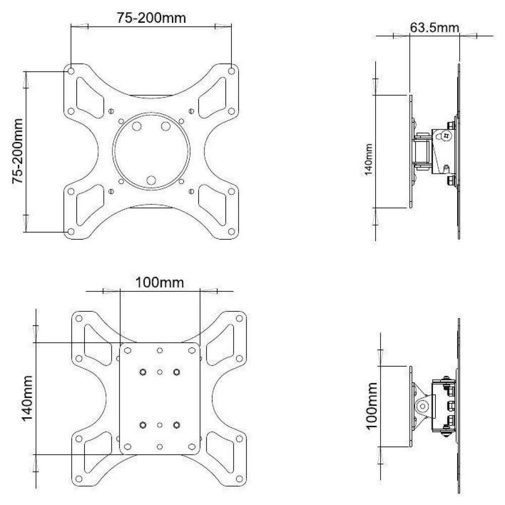 Techly ICA-LCD 2900B TV Wall Mount 19''–37'' – VESA 200×200, 25kg & Tilt –12°