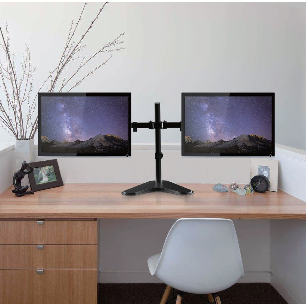 Techly ICA-LCD 2524 Dual Desktop Monitor Stand 13–32'' – 2×8kg, VESA 100×100 & Cable Mgmt