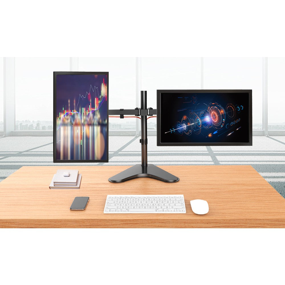 Techly ICA-LCD 2524 Dual Desktop Monitor Stand 13–32'' – 2×8kg, VESA 100×100 & Cable Mgmt
