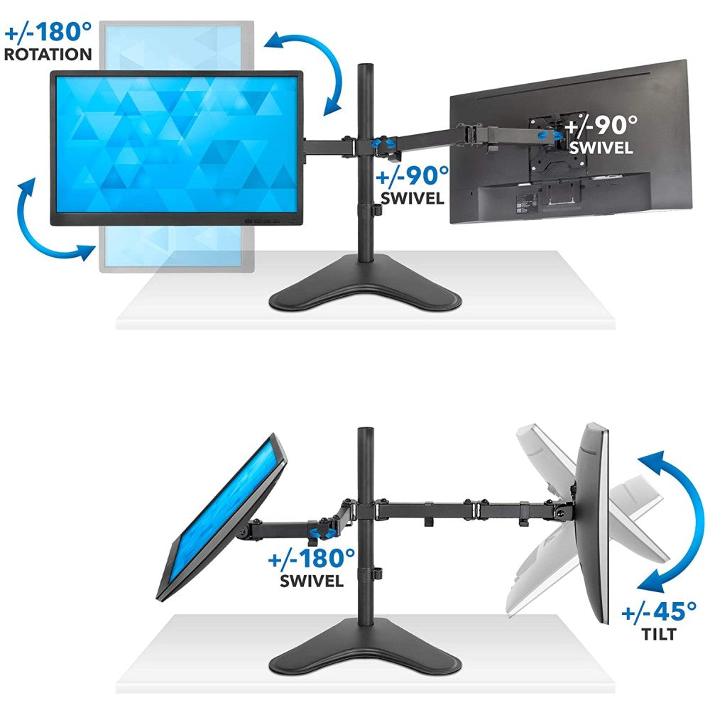 Techly ICA-LCD 2524 Dual Desktop Monitor Stand 13–32'' – 2×8kg, VESA 100×100 & Cable Mgmt