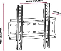 Unitronic Σταθερή Βάση Τοίχου TV – 23-55", VESA 200×200, 35kg — μέρος του πακέτου