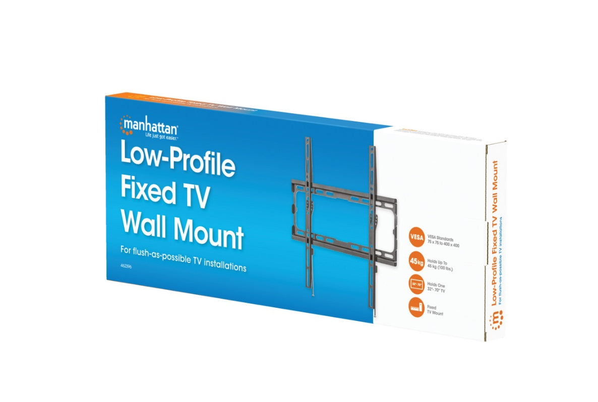 Manhattan ICA-PLB 133LM2 – Ultra-Slim TV Wall Mount 32''–70'', 45kg, VESA 400×400, Black
