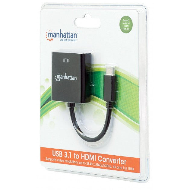 Manhattan IADAP USB31-HDMIM Αντάπτορας USB-C σε HDMI – 4K 30Hz, DP Alt Mode