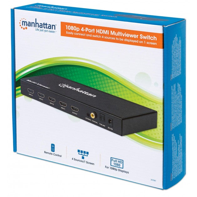 Manhattan IDATA HDMI-41MVMH Multiviewer HDMI 4 Θυρών – 1080p, IR Τηλεχειριστήριο
