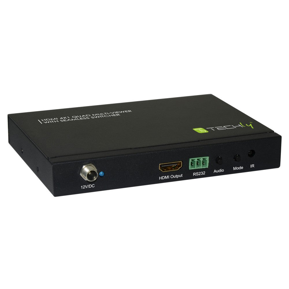 Techly IDATA HDMI-41MV HDMI 4×1 Multiviewer – Seamless Switch, 1080p & IR/RS232 Control