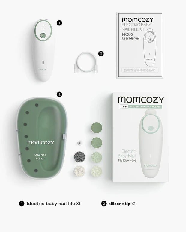 Momcozy Electric Baby Nail File – USB-C Rechargeable, 4 Speeds & LED Illumination
