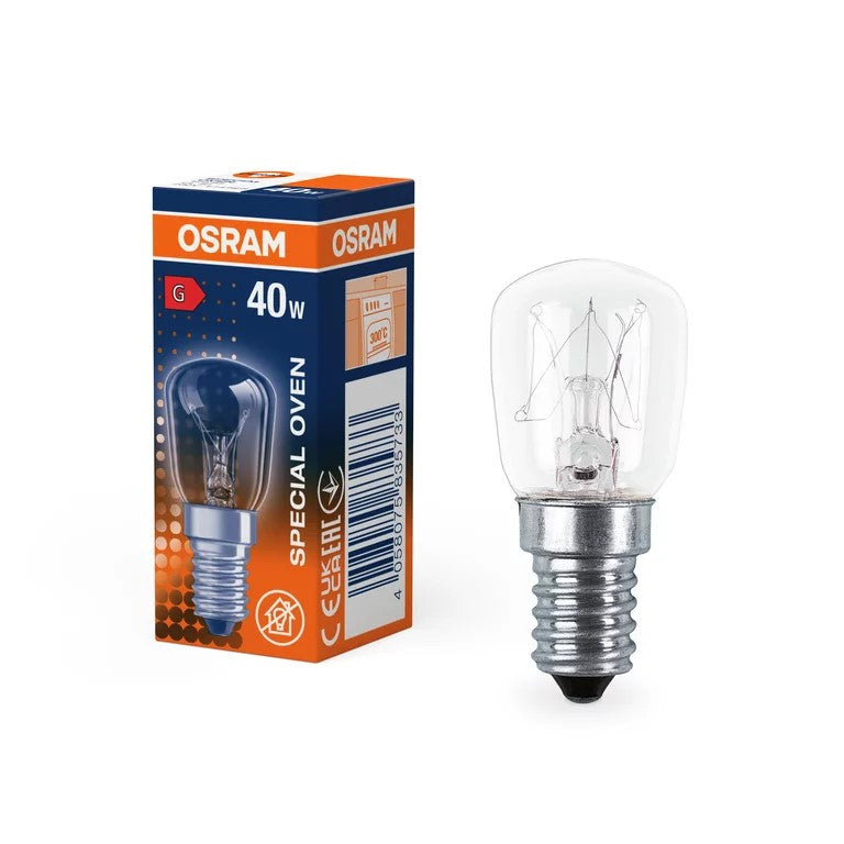 LEDVANCE OSRAM SPC.T Oven Lamp 40W E14 230V – Clear, 300°C Rated & 300lm 2600K