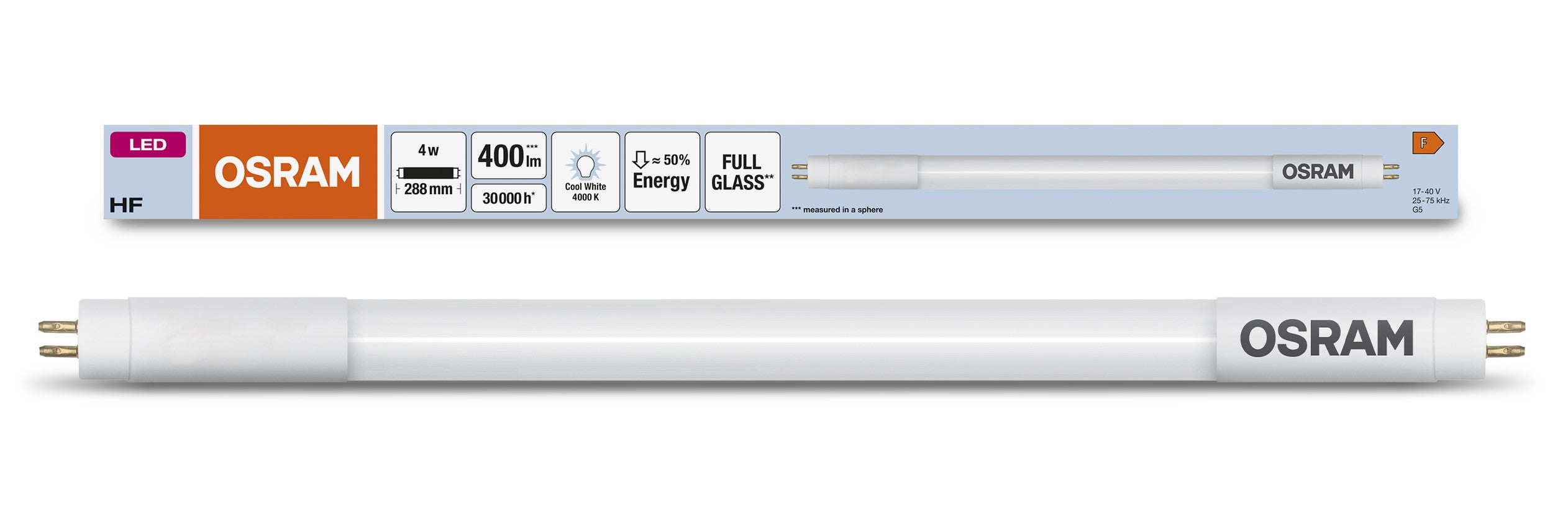LEDVANCE OSRAM LED Σωλήνας T5 HF L8 Short – 288mm, 4W 4000K & 30000h