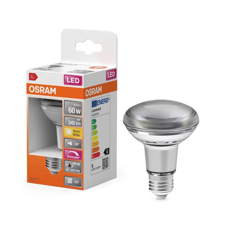 LEDVANCE OSRAM PARATHOM R63 LED Bulb – 4.9W, 2700K, E27, Dimmable