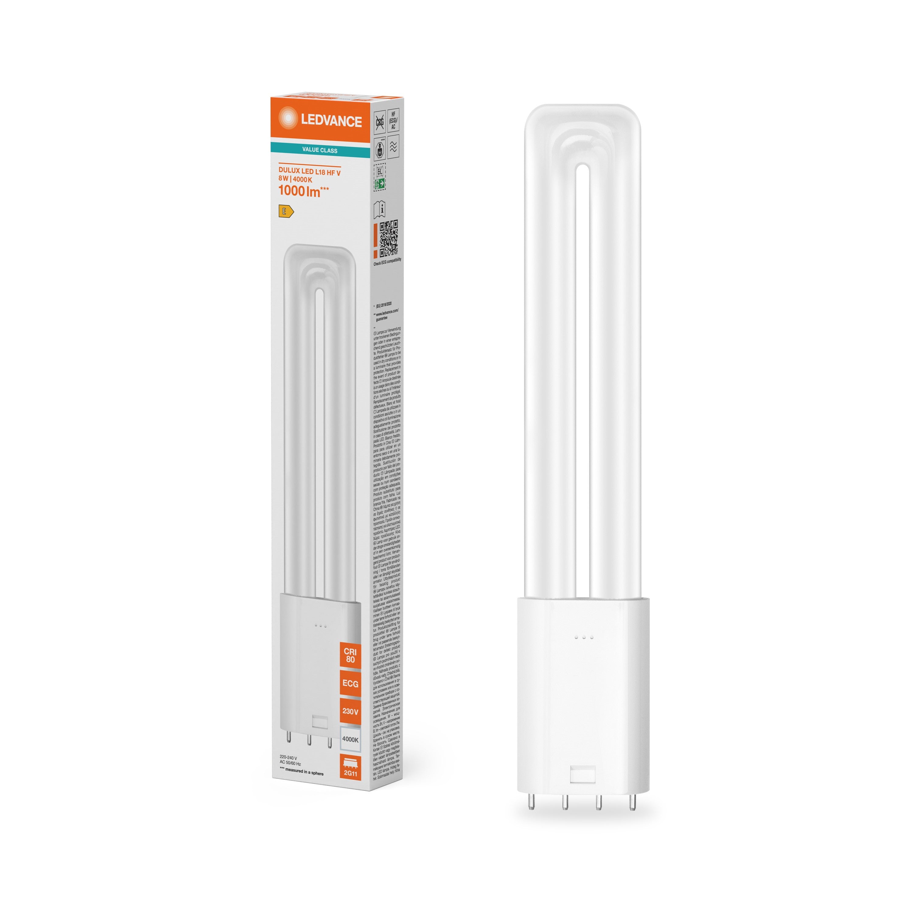 LEDVANCE OSRAM DULUX LED L18 HF 8W 840 2G11 – 4-Pin, 1000lm
