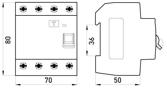 RP ONESTO RCCB 4P 40 A 30 mA – Type A, 6 kA & DIN-Rail Mounted