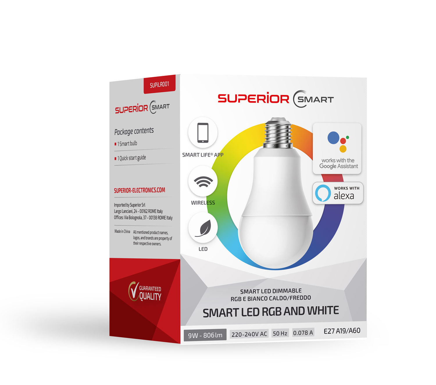 Έξυπνη Λάμπα LED RGB RP E27 9 W – 800 lm, 2700-6500 K Ρυθμιζόμενο Λευκό & Wi-Fi Dimmable