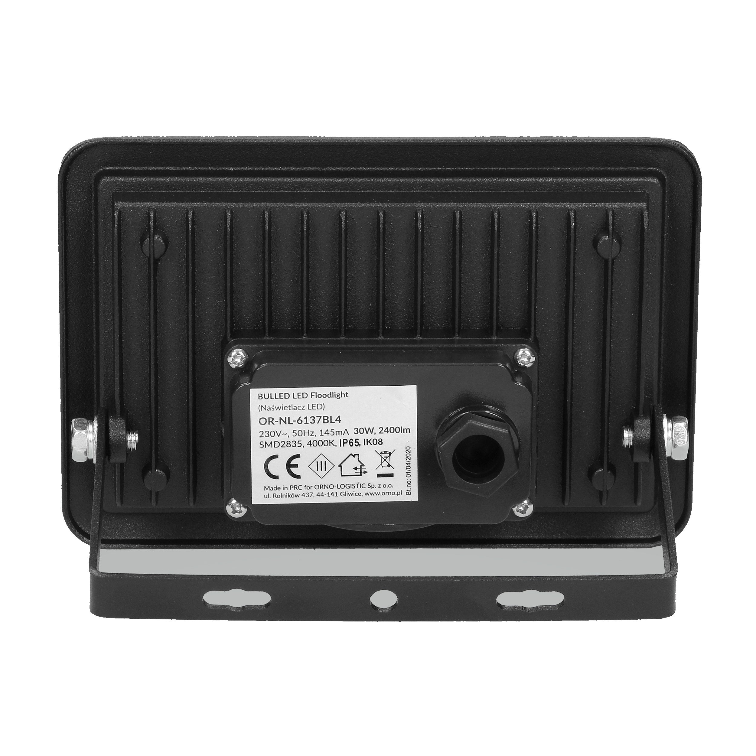Προβολέας LED Orno 30 W 4000 K Μαύρος – LED SMD, IP65 & CRI >80