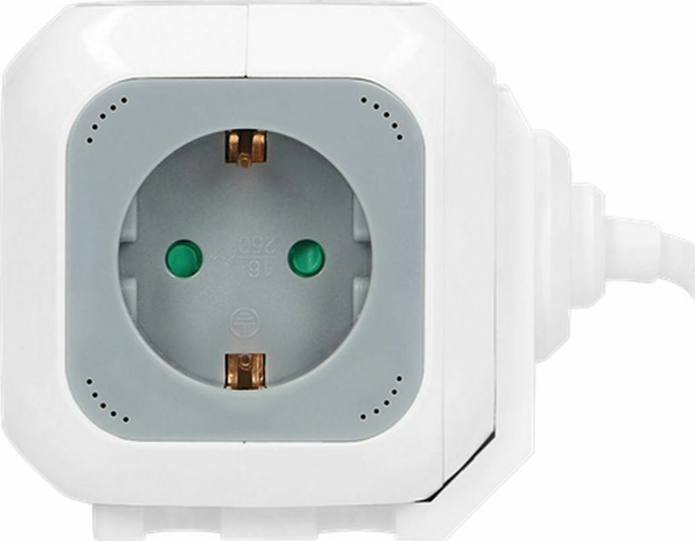 Orno OR-AE-13144 Cube Power Strip 4× Schuko + 2× USB – 3680 W, 1.4 m Cable & Wall Mount