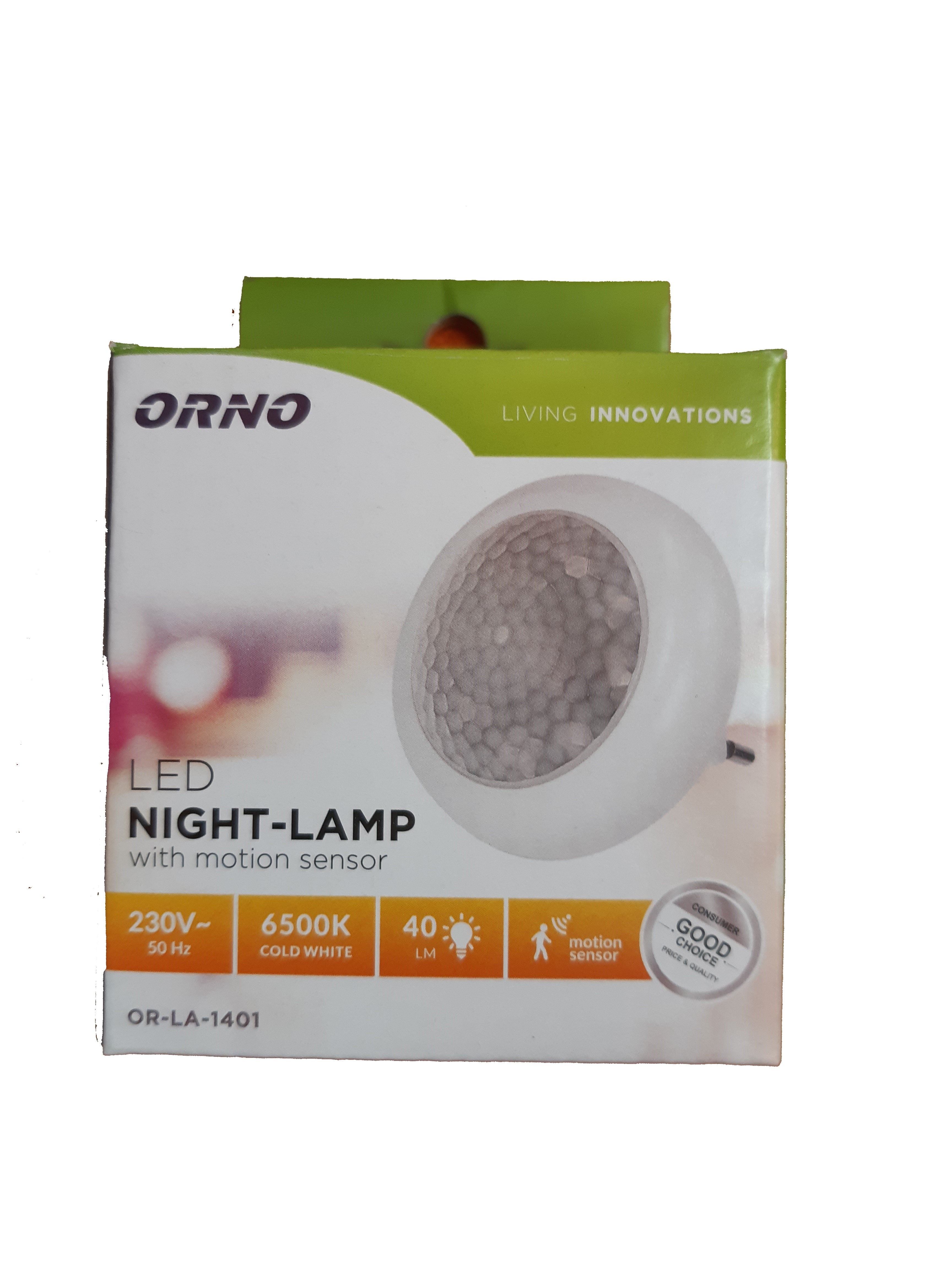 LED Νυκτός Πρίζας Orno ORN-LA-2 230 V – PIR 5 m, Αισθητήρας Φωτός & 6500 K