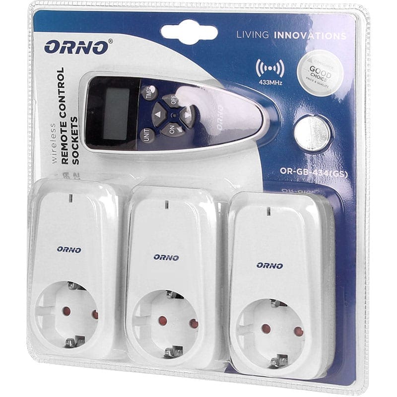 Σετ 3 Ασύρματων Πριζών Schuko Orno 27733 – Timer, Εμβέλεια RF 25 m & 1150 W ανά Πρίζα