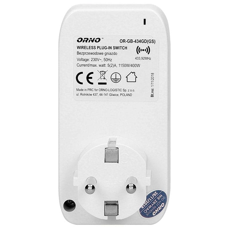 Σετ 3 Ασύρματων Πριζών Schuko Orno 27733 – Timer, Εμβέλεια RF 25 m & 1150 W ανά Πρίζα
