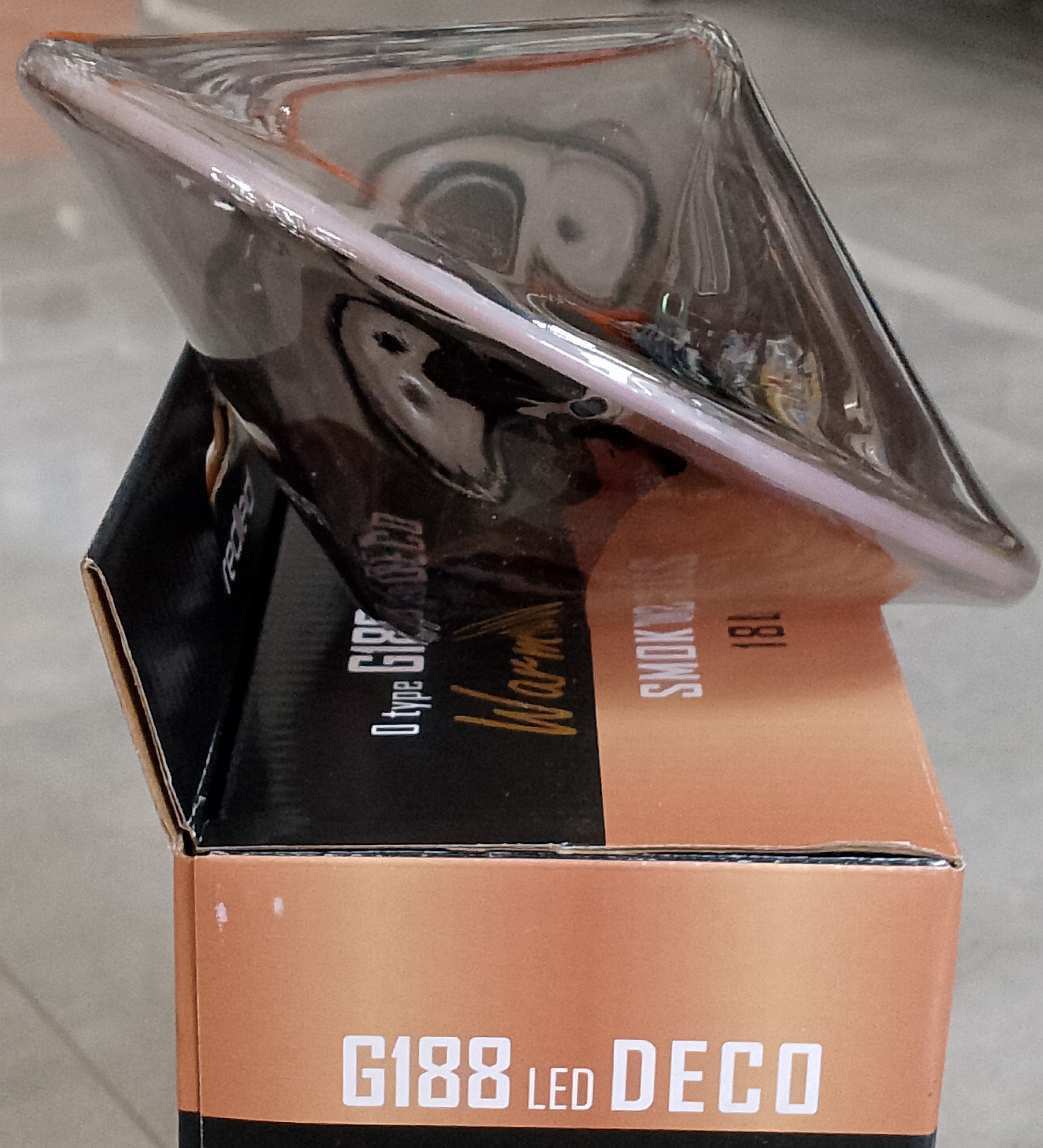 RP O G188 Decorative LED 4W E27 1800K – Smoky Glass, Ring Filament & Dimmable