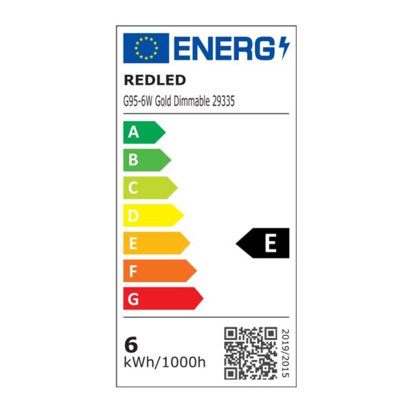 REDLED G125 Filament Globe Bulb – 8W, 3000K Warm, E27, Dimmable, Golden