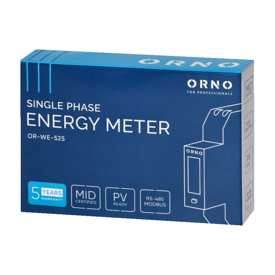 Μετρητής Ενέργειας Ράγας Orno WE-525 – 100A, RS485 Modbus-RTU & MID Class B