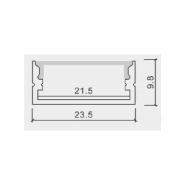 Surface Aluminium LED Profile for 2 Strips up to 21mm – 2m, Opal Diffuser