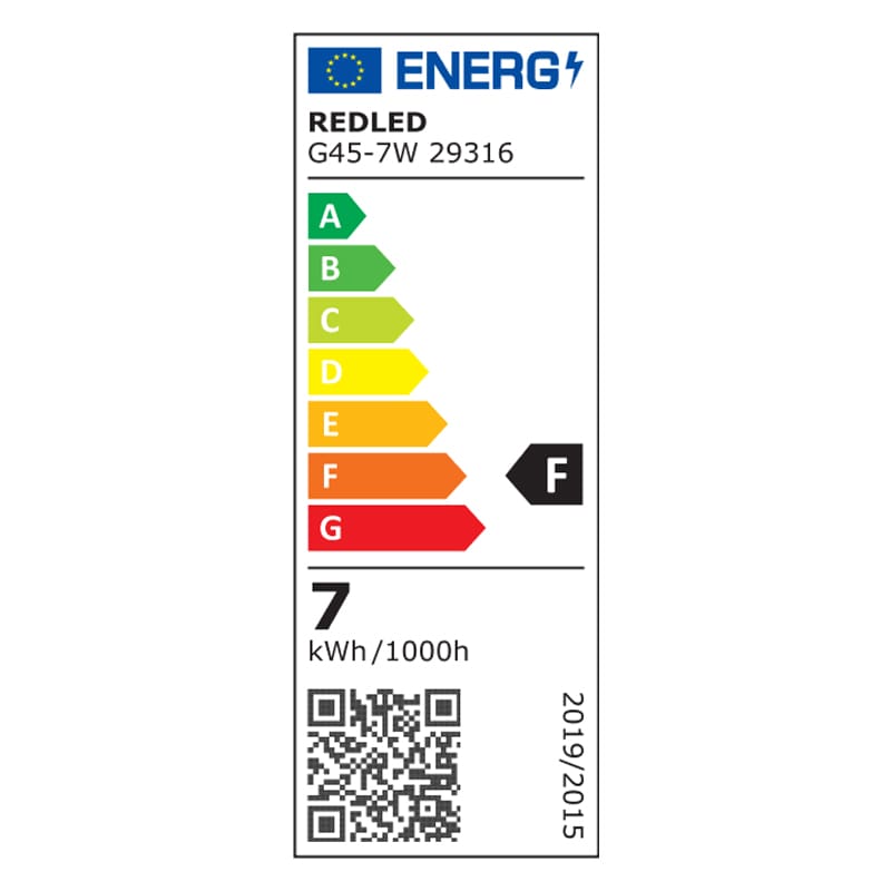 REDLED G45 E14 LED Bulb – 7W, 6500K Cool White, 760lm, Non-Dimmable